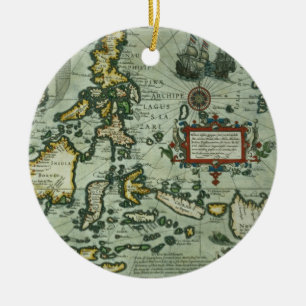 Adorno De Cerámica Mapa de los indies del este, pub. 1635 en