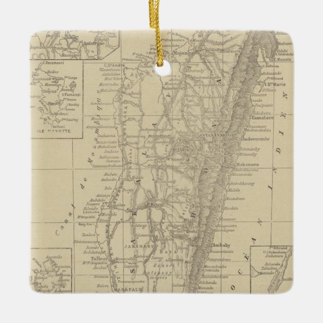 Adorno De Cerámica Mapa de Madagascar (Anverso)