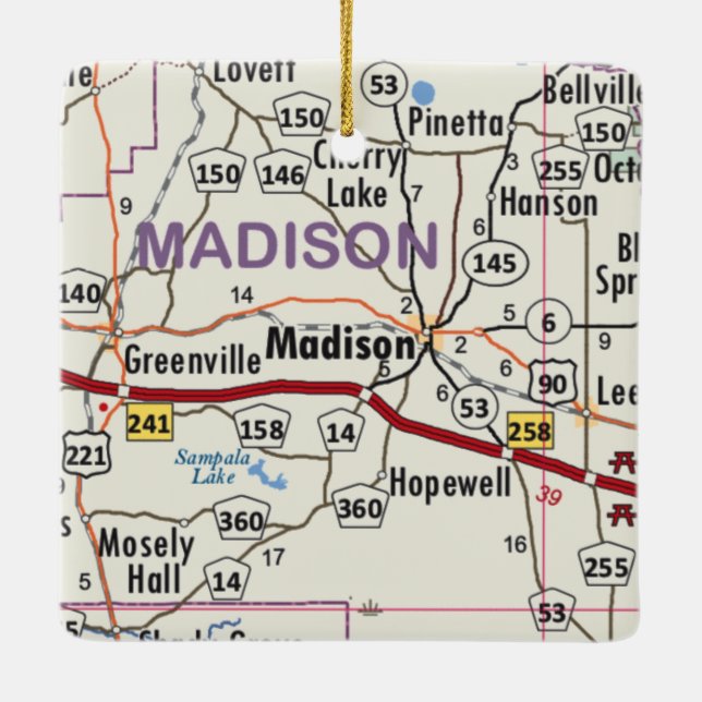 Adorno De Cerámica Mapa de Madison Florida (Reverso)