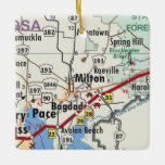 Adorno De Cerámica Mapa de Milton Florida<br><div class="desc">Ornamento navideño de Milton Florida con hoja de ruta vintage.</div>