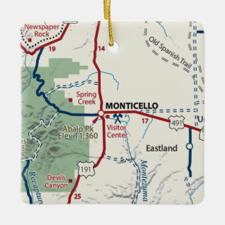 Adorno De Cerámica Mapa de Monticello Utah