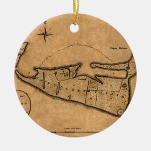 Adorno De Cerámica Mapa de Nantucket 1782