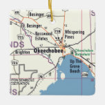 Adorno De Cerámica Mapa de Okeechobee Florida<br><div class="desc">Ornamento navideño Okeechobee Florida hecho con hoja de ruta vintage.</div>