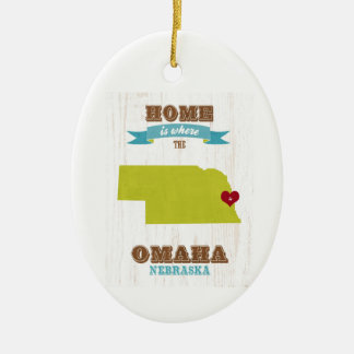Adorno De Cerámica Mapa de Omaha, Nebraska - casero es donde está el