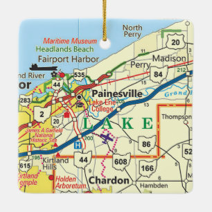 Adorno De Cerámica Mapa de Painesville Ohio