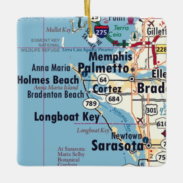 Adorno De Cerámica Mapa de Palmetto Florida (Anverso)