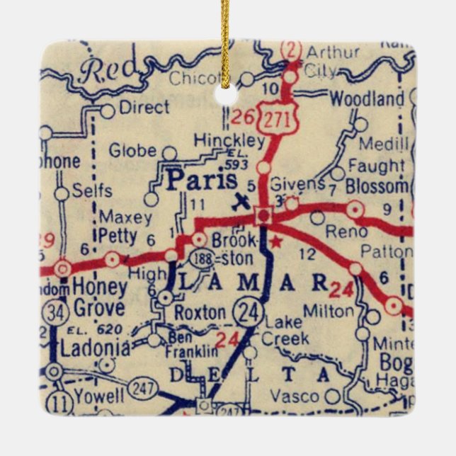 Adorno De Cerámica Mapa de París TX 1941 (Reverso)