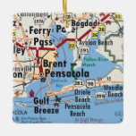Adorno De Cerámica Mapa de Pensacola Florida<br><div class="desc">Ornamento de Navidad Pensacola Florida hecho con mapa de época.</div>
