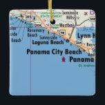 Adorno De Cerámica Mapa de playa de la ciudad de Panamá<br><div class="desc">Ornamento navideño de la playa de la Ciudad de Panamá en Florida hecho con mapa vintage.</div>