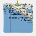 Adorno De Cerámica Mapa de playa de la ciudad de Panamá<br><div class="desc">Ornamento navideño de la playa de la Ciudad de Panamá en Florida hecho con mapa vintage.</div>