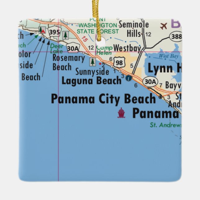 Adorno De Cerámica Mapa de playa de la ciudad de Panamá (Anverso)