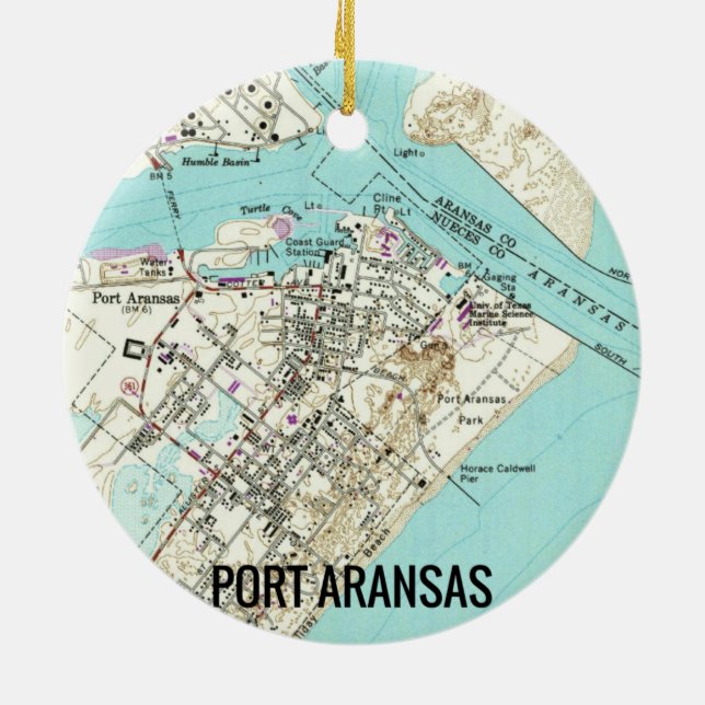 Adorno De Cerámica Mapa de Port Aransas TX (Atrás)