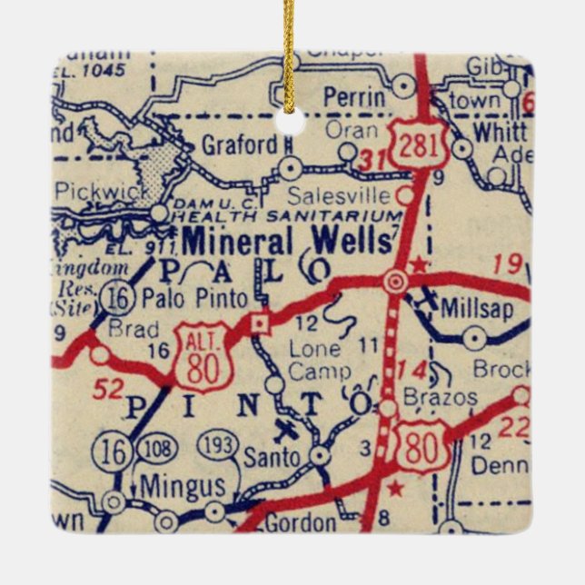 Adorno De Cerámica Mapa de pozos minerales de 1941 (Reverso)