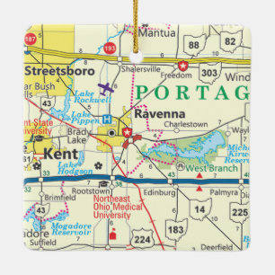 Adorno De Cerámica Mapa de Ravenna Ohio