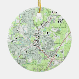 Adorno De Cerámica Mapa de Roswell Georgia (1992)