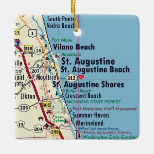 Adorno De Cerámica Mapa de Saint Augustine FL
