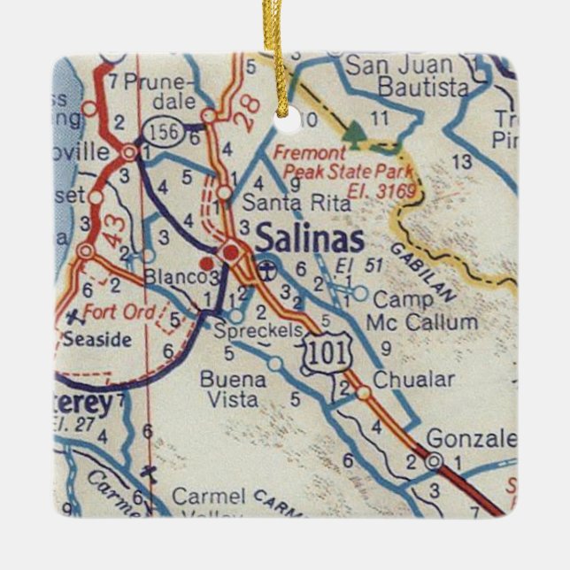 Adorno De Cerámica Mapa de Salinas CA 50 (Anverso)