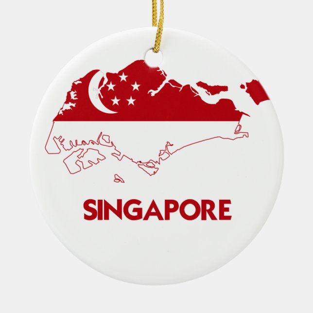 ADORNO DE CERÁMICA MAPA DE SINGAPUR (Frente)