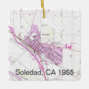 Adorno De Cerámica Mapa de Soledad CA 1955