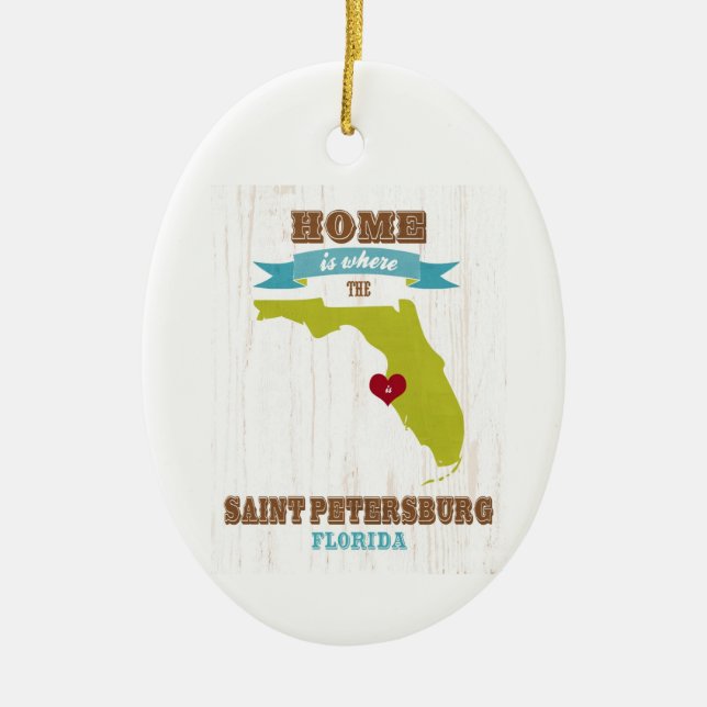 Adorno De Cerámica Mapa de St Petersburg, la Florida - casero es (Frente)