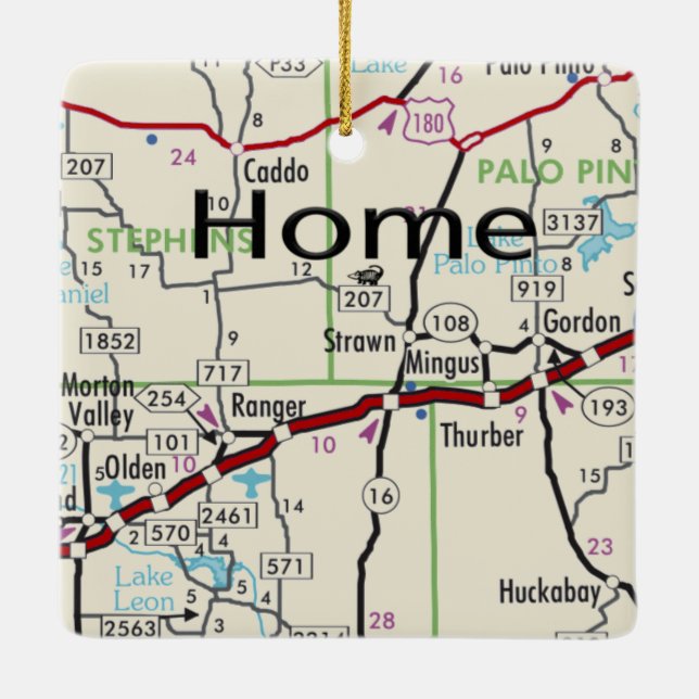 Adorno De Cerámica Mapa de Strawn TX (Reverso)