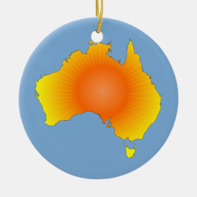 Adorno De Cerámica Mapa de Sunny Australia (Frente)
