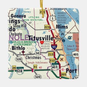 Adorno De Cerámica Mapa de Titusville Florida