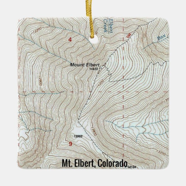 Adorno De Cerámica Mapa de Topo de Elbert CO (Anverso)