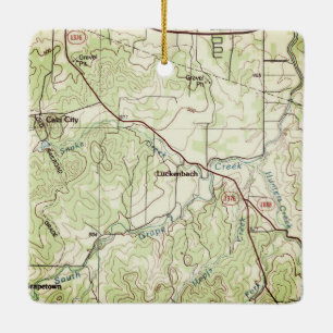 Adorno De Cerámica Mapa de Topo de Luckenbach
