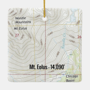 Adorno De Cerámica Mapa de Topo de Mt. Eolus Colorado