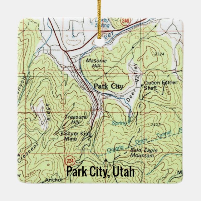 Adorno De Cerámica Mapa de Topo de Park City Utah (Reverso)