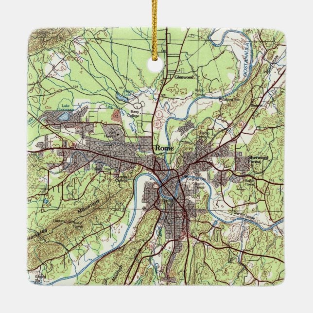 Adorno De Cerámica Mapa de Topo de Roma Georgia (Reverso)