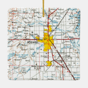 Adorno De Cerámica Mapa de Topo de Roswell NM
