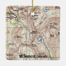 Adorno De Cerámica Mapa de Topo del Mt. Democrat Colorado