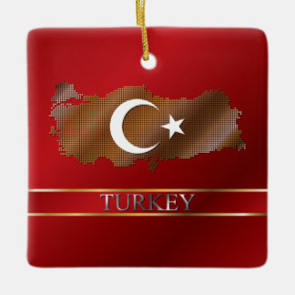 Adorno De Cerámica Mapa de Turquía y oro metálico de la bandera turca