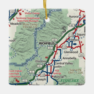 Adorno De Cerámica Mapa de Utah en Richfield