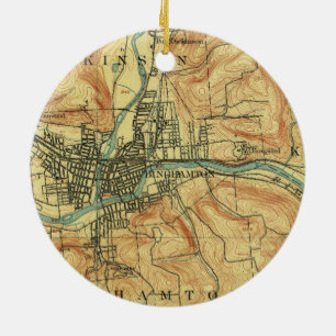 Adorno De Cerámica Mapa de viñetas de Binghamton NY