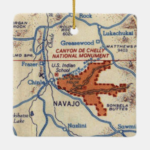 Adorno De Cerámica Mapa de Vintage de Canyon de Chelly