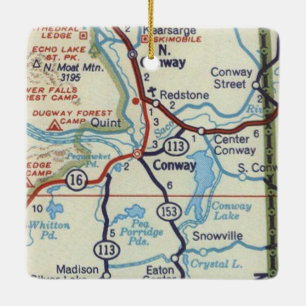 Adorno De Cerámica Mapa de Vintage de Conway NH