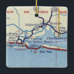Adorno De Cerámica Mapa de Vintage de Fort Walton Beach<br><div class="desc">Ornamento navideño de Fort Walton Beach FL hecho con un mapa vintage de los años 50,  antes de las autopistas interestatales.</div>