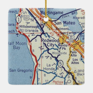 Adorno De Cerámica Mapa de vintage de la ciudad de Redwood