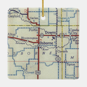 Adorno De Cerámica Mapa de Vintage de Osborne Kansas