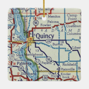 Adorno De Cerámica Mapa de vintage de Quincy IL