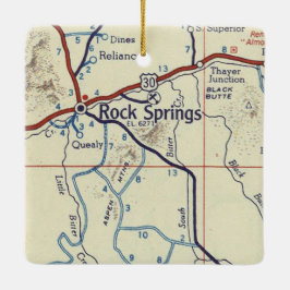 Adorno De Cerámica Mapa de vintage de Rock Springs WY