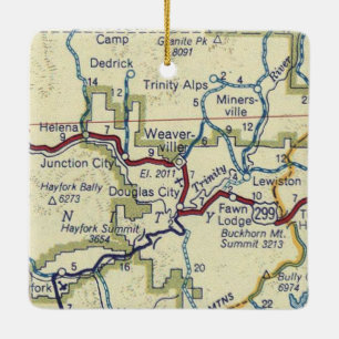 Adorno De Cerámica Mapa de vintage de Weaverville CA
