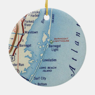 Adorno De Cerámica Mapa de vintage del faro de Barnegat