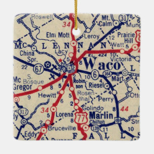 Adorno De Cerámica Mapa de Waco TX 1941