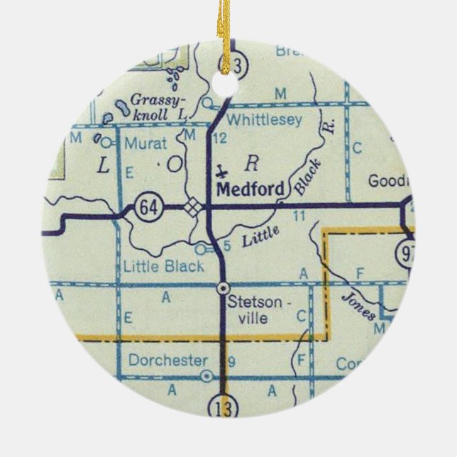 Adorno De Cerámica Mapa de WI de Medford (Atrás)