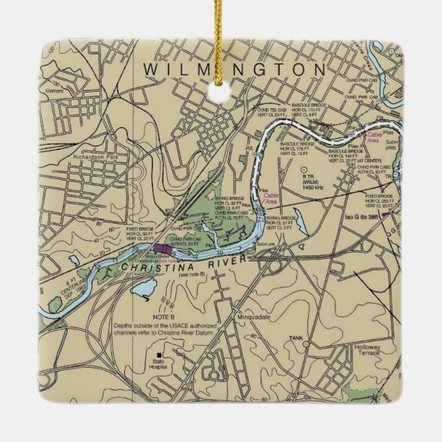 Adorno De Cerámica Mapa de Wilmington Delaware (Reverso)
