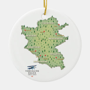 Adorno De Cerámica Mapa de Yorkshire Dales Inglaterra